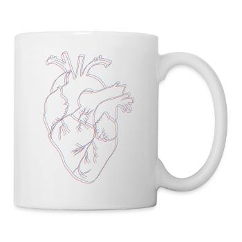 anatomische Herz, outline rot/blau - Tasse - Weiß - Rechts