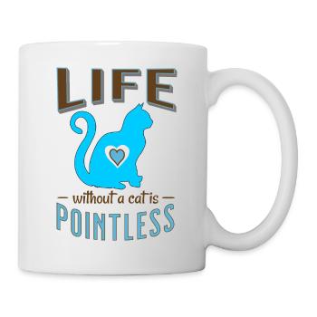 Bleu une vie sans chat est inutile chats Schl - Mug blanc - blanc - Droite