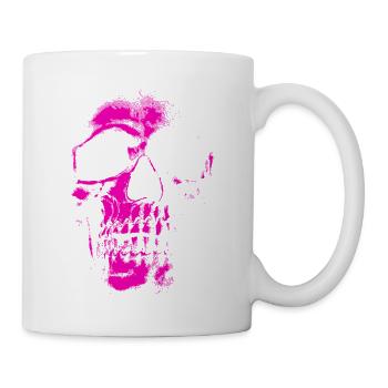 Schädel Skelett Skull in neon pink - Tasse - Weiß - Rechts