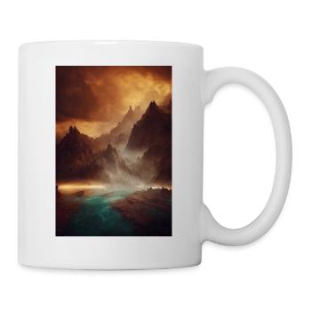 Berge Auf Einem Fluss-geheimnis-gemälde - Tasse - Weiß - Rechts