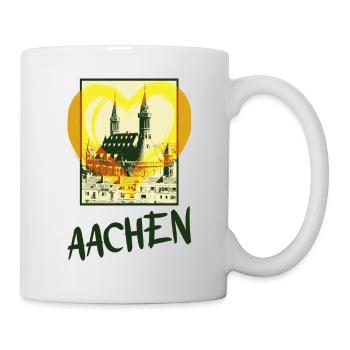 Aachen Deutschland Stadt Skyline Herz Liebe - Tasse - Weiß - Rechts