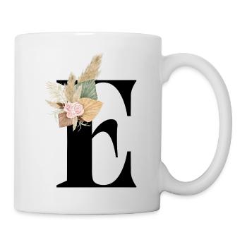 blumiger Buchstabe E - Tasse - Weiß - Rechts