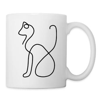 one line Katze - Tasse - Weiß - Rechts