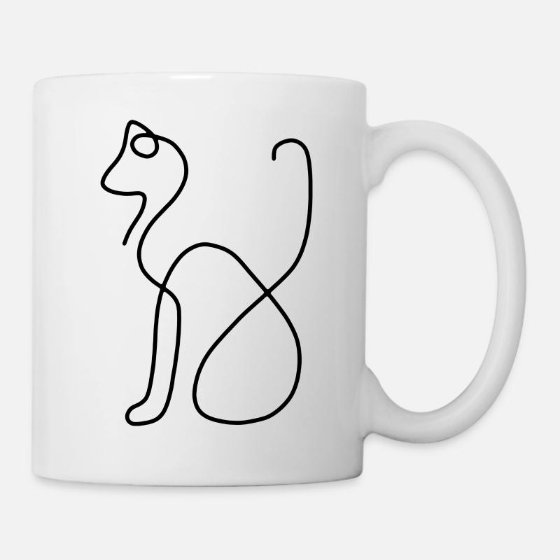 one line Katze - Tasse - Weiß