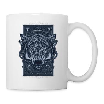 Wolf mit einem aggressiven Blick Geschenk - Tasse - Weiß - Rechts