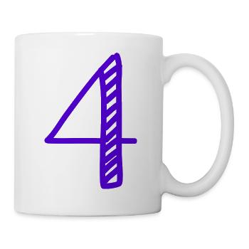 4 JAHRE. 4-jähriges Jubiläum. GEBURTSTAG 4 JAHRE. VIER - Tasse - Weiß - Rechts