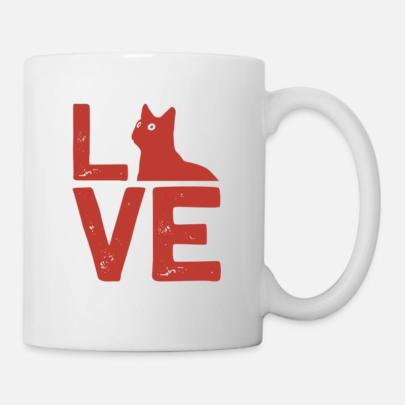 Katze Liebe Love Tier Geschenk Cats Tshirt - Tasse - Weiß