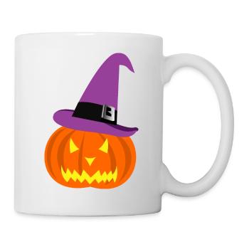 Halloween Kürbis und Hut - Tasse - Weiß - Rechts