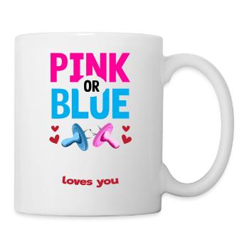 Pink or Blue Grandpa Loves You Gender Reveal Party - Tasse - Weiß - Rechts