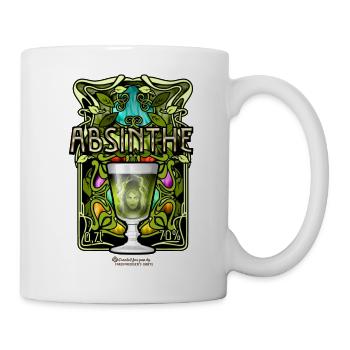 Absinthe T-Shirt Design Tiffanyglas Grüne Fee - Tasse - Weiß - Rechts