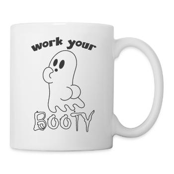 Lustiges Gespenst - Work your Booty, Fitness Geist - Tasse - Weiß - Rechts