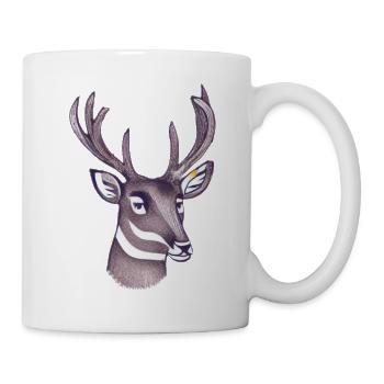 Hirschkopf im Herbst Hirsch Geweih Bock Reh Kitz 7 - Tasse - Weiß - Rechts
