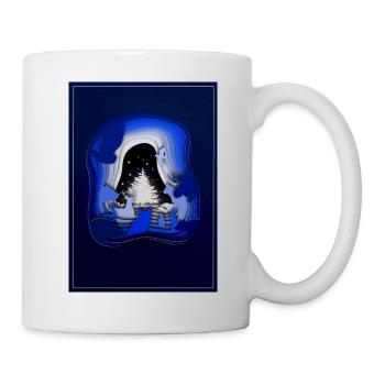 Waldweihnacht im Scherenschnitt Stil - Tasse - Weiß - Rechts