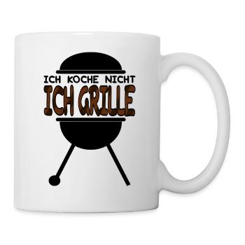 Ich koche nicht, ich grille - Grillmeister Shirt - Tasse - Weiß - Rechts