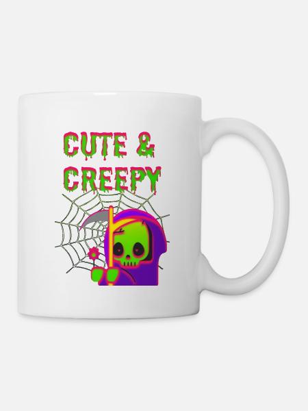 Lustiges und süßes Halloween Design/Tshirt - Tasse - Weiß
