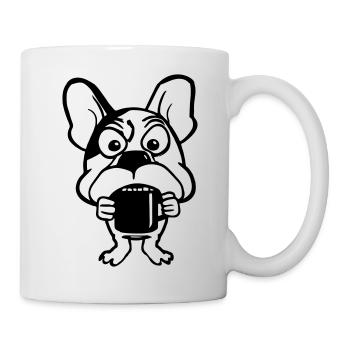 Chien avec tasse de café buveur de café idée cadeau - Mug blanc - blanc - Droite