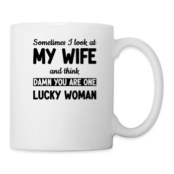 Ma femme est une femme chanceuse - Drôle - Mug blanc - blanc - Droite