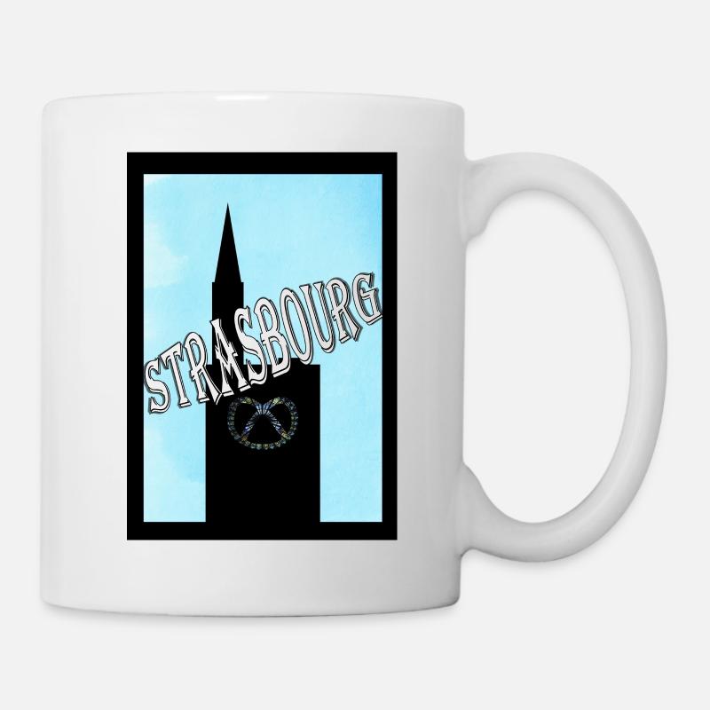 Strasbourg Alsace Pretzel Cathedral - Mug - white