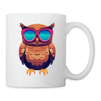 cool owl with sunglasses - Mug - white - Right