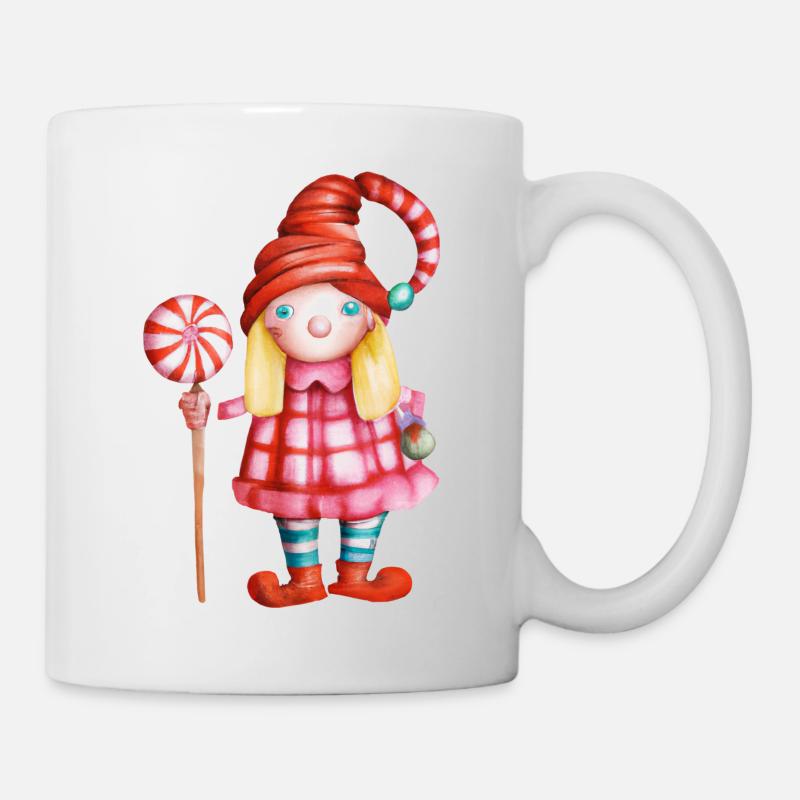 Jolie fille gnome avec sucette de Noël - Mug blanc - blanc