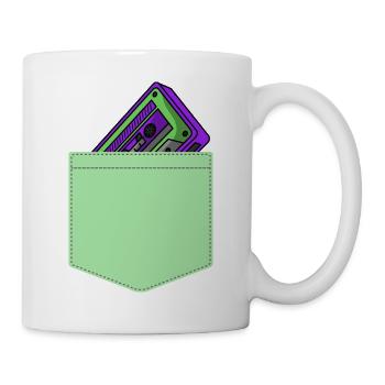 Kassette Musik Brusttasche 80er Geschenk Idee - Tasse - Weiß - Rechts