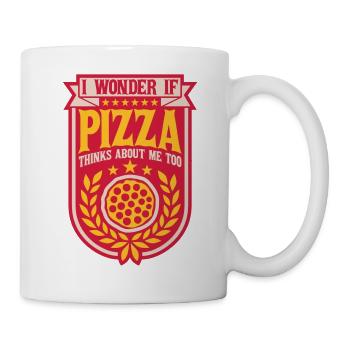 pizza thinks about me - Tasse - Weiß - Rechts