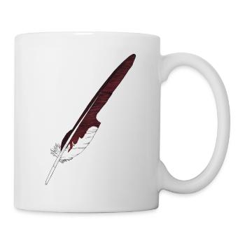 Large feather brown hand-drawn (red kite) - Mug - white - Right