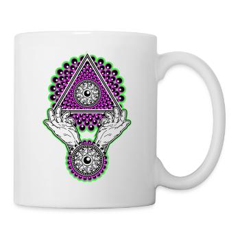 Neon Illuminati Pyramide neongrün - Schwarzlicht - Tasse - Weiß - Rechts