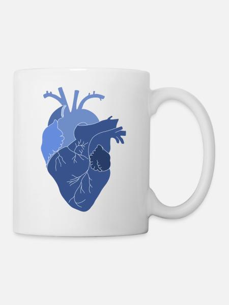 anatomisches Herz, Outline weiß - Tasse - Weiß