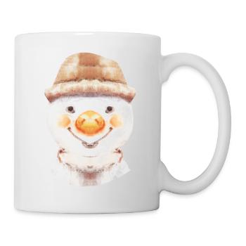 Fröhlicher Schneemann Gesicht - Tasse - Weiß - Rechts
