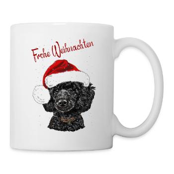 Frohe Weihnachten - weihnachtliches Pudelmotiv - Tasse - Weiß - Rechts