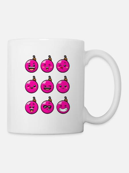 9 Weihnachtskugeln #7/10 Pink - Tasse - Weiß