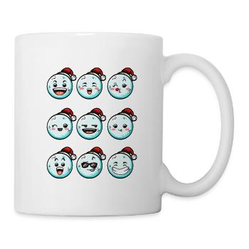 9 Schneebälle mit Weihnachtsmütze - Tasse - Weiß - Rechts