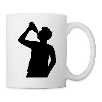 Silhouette d’homme à boire de la bière - Mug blanc - blanc - Droite