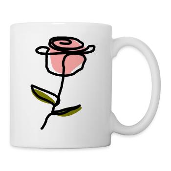 one Line Art Strichzeichnung Blume Blumen Pflanzen - Tasse - Weiß - Rechts