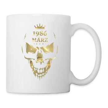 März 1986 Totenkopf Gold - Tasse - Weiß - Rechts