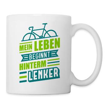 Leben hinterm Lenker (Fahrrad) - Tasse - Weiß - Rechts