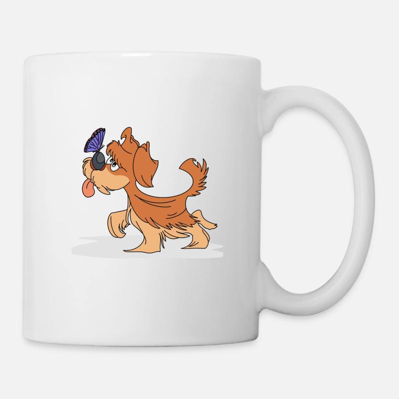 Chien avec papillon - Mug blanc - blanc