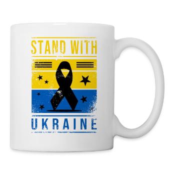 Ukraine Flagge mit Friedenszeichen - Tasse - Weiß - Rechts