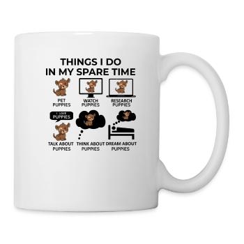 Dinge, die ich in meiner Freizeit mache - Welpen - Tasse - Weiß - Rechts