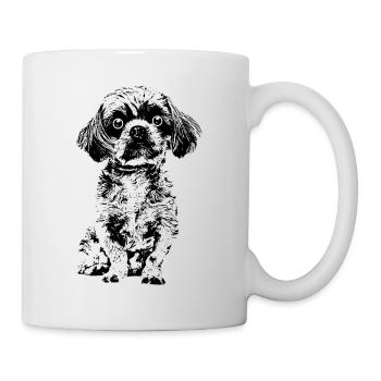 Drolliger kleiner Hund mit große Kulleraugen. - Tasse - Weiß - Rechts