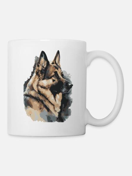 Deutscher Schäferhund Wasserfarben - Tasse - Weiß