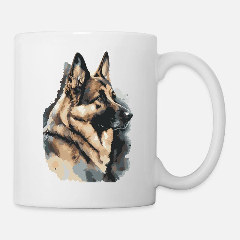 Deutscher Schäferhund Wasserfarben - Tasse - Weiß