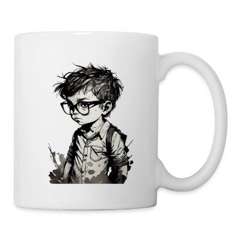 Cartoon Kleiner Junge mit Brille - Tasse - Weiß - Rechts