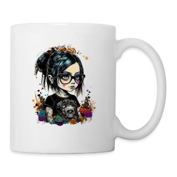 Cartoon Little Girl with Glasses - Mug - white - Right