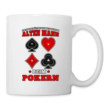 Poker Alter Mann beim pokern Casino Pokerspieler - Tasse - Weiß - Rechts
