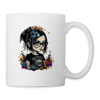 Little girl with gothic-style glasses - Mug - white - Right