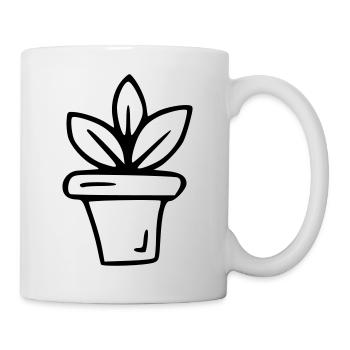 Pflanze Zeichnung Natur Skizze schwarz - Tasse - Weiß - Rechts
