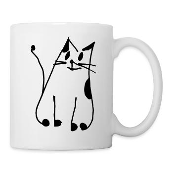 Lieblingskatze - Strichzeichnung - Tasse - Weiß - Rechts