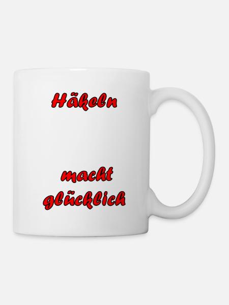 Häkeln macht glücklich - Tasse - Weiß